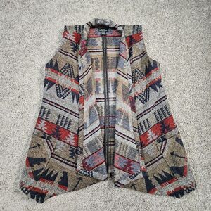 NTCO Oversized Vest Womens Small Southwest Cabin Aztec Hiking Wool Blend‎ Indian